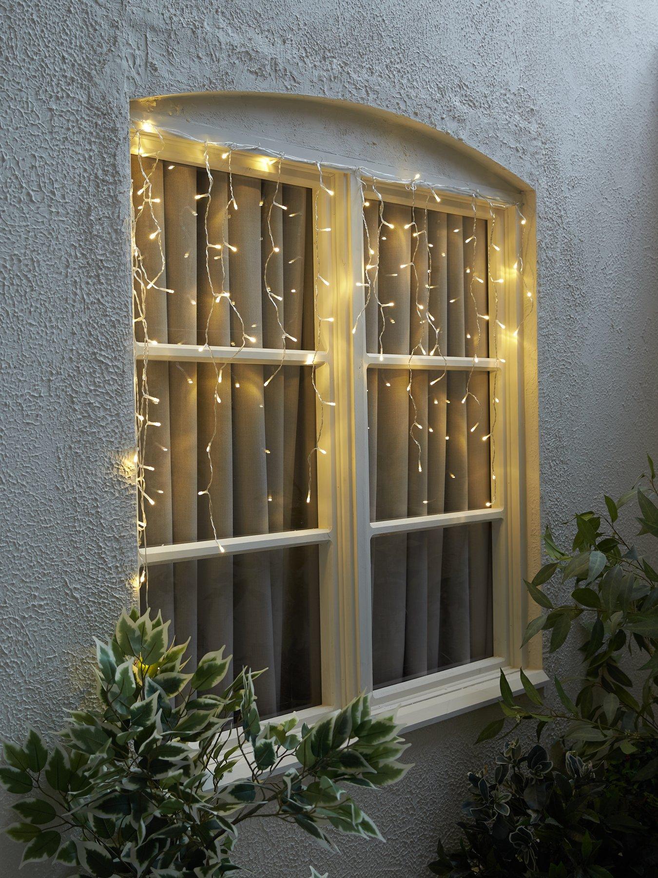 Product photograph of Very Home Battery Operated Indoor Outdoor Icicle Christmas Curtain Lights from very.co.uk