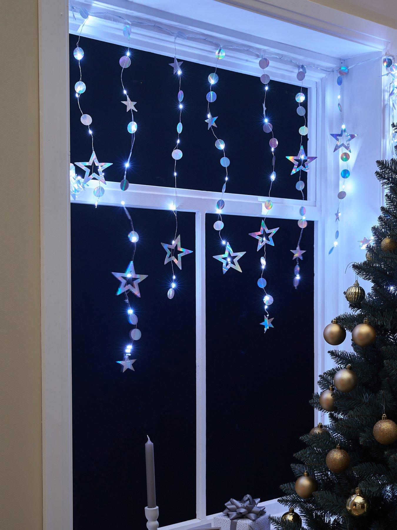 Product photograph of Very Home Starry Nights Christmas Curtain Light from very.co.uk