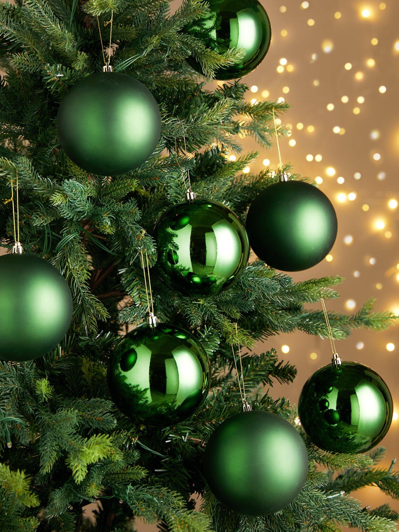 Product photograph of Set Of 8 Jumbo Christmas Tree Baubles - Green from very.co.uk