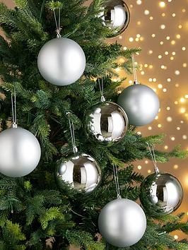 Product photograph of Set Of 8 Jumbo Christmas Tree Baubles - Silver from very.co.uk