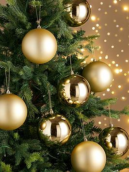 Product photograph of Everyday Set Of 8 Jumbo Christmas Tree Baubles - Gold from very.co.uk