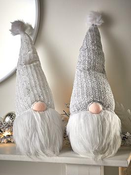 Product photograph of Very Home Set Of 2 Christmas Gonks White Grey from very.co.uk