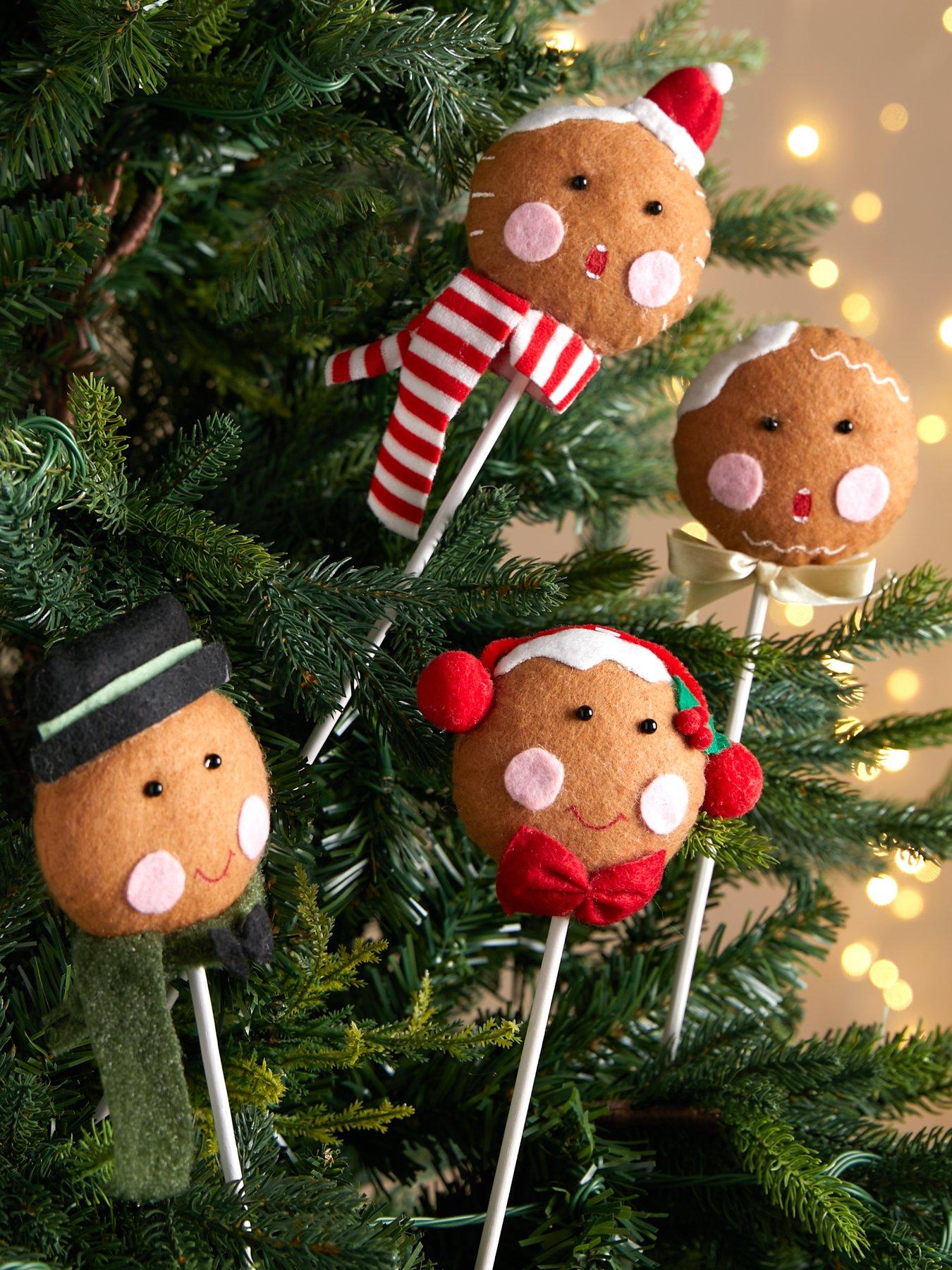 Product photograph of Very Home Set Of 4 Gingerbread Christmas Tree Picks from very.co.uk