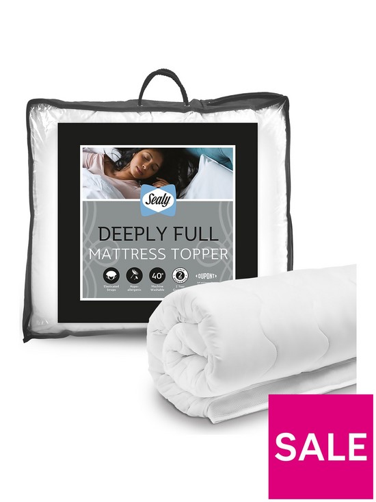 front image of sealy-deeply-full-mattress-topper-white