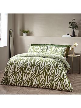 Product photograph of Hoem Natural Leaves Frond Duvet Cover Set from very.co.uk