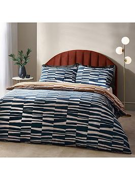 Product photograph of Hoem Piper Geo Duvet Cover Set - Navy from very.co.uk