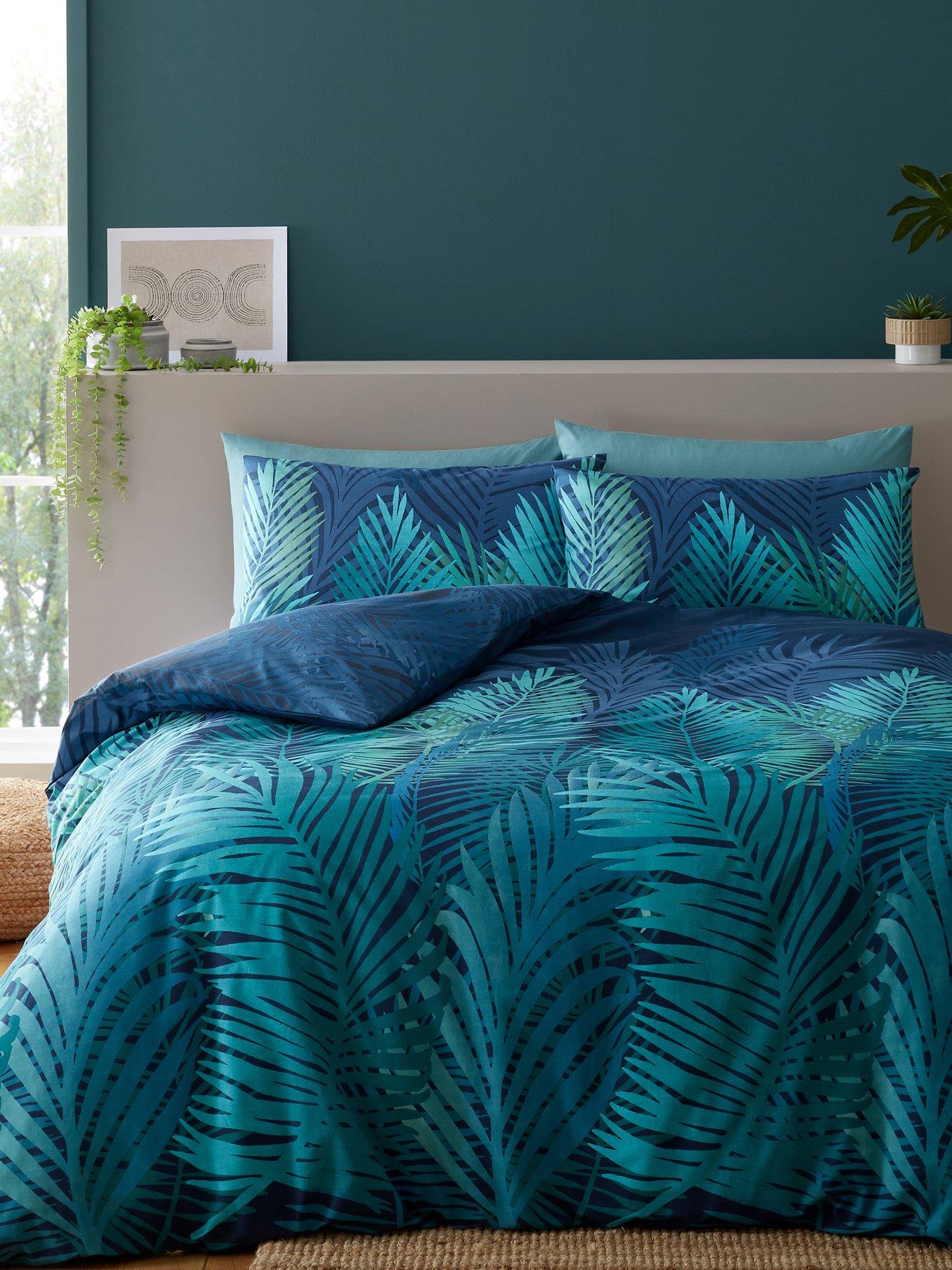 Product photograph of Catherine Lansfield Tropical Palm Duvet Cover Set - Green from very.co.uk