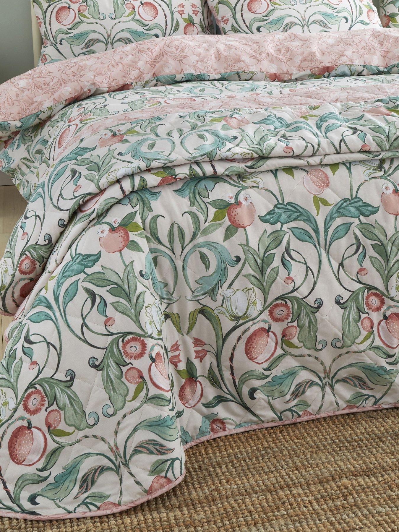 Product photograph of Catherine Lansfield Clarence Floral Bedspread Throw from very.co.uk