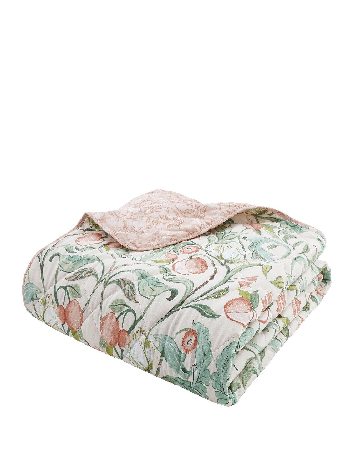 Catherine Lansfield Clarence Floral Bedspread - Natural | very.co.uk