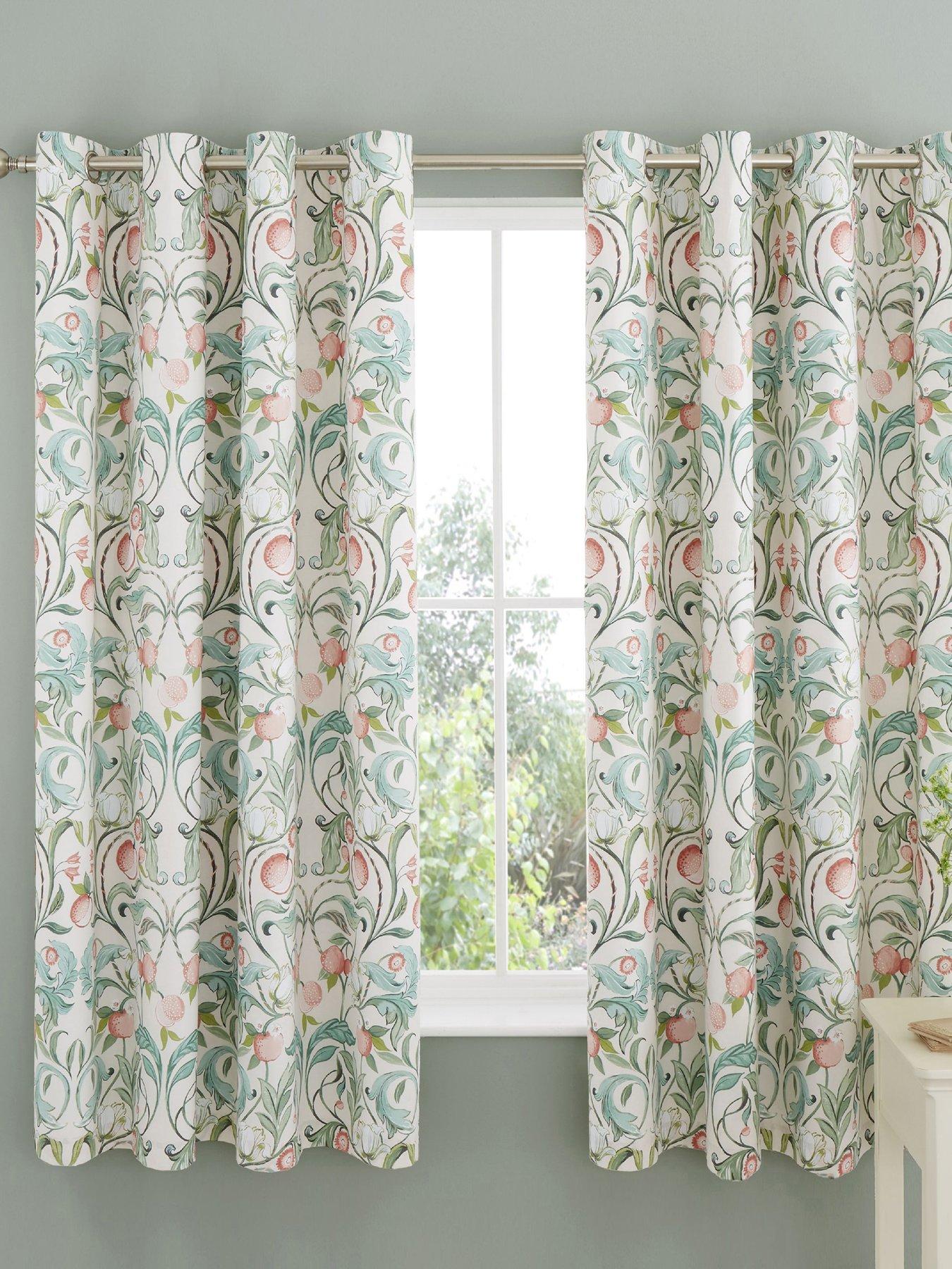 Floral deals green curtains