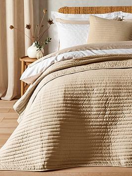 Product photograph of Bianca Cottonsoft Quilted Lines Bedspread - Natural from very.co.uk