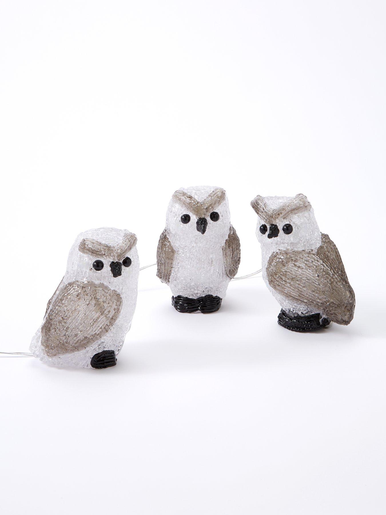 Set of 3 Lit Owl Outdoor Christmas Decorations