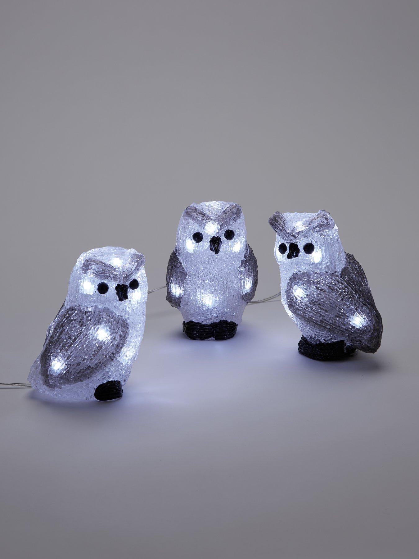 Set of 3 Lit Owl Outdoor Christmas Decorations