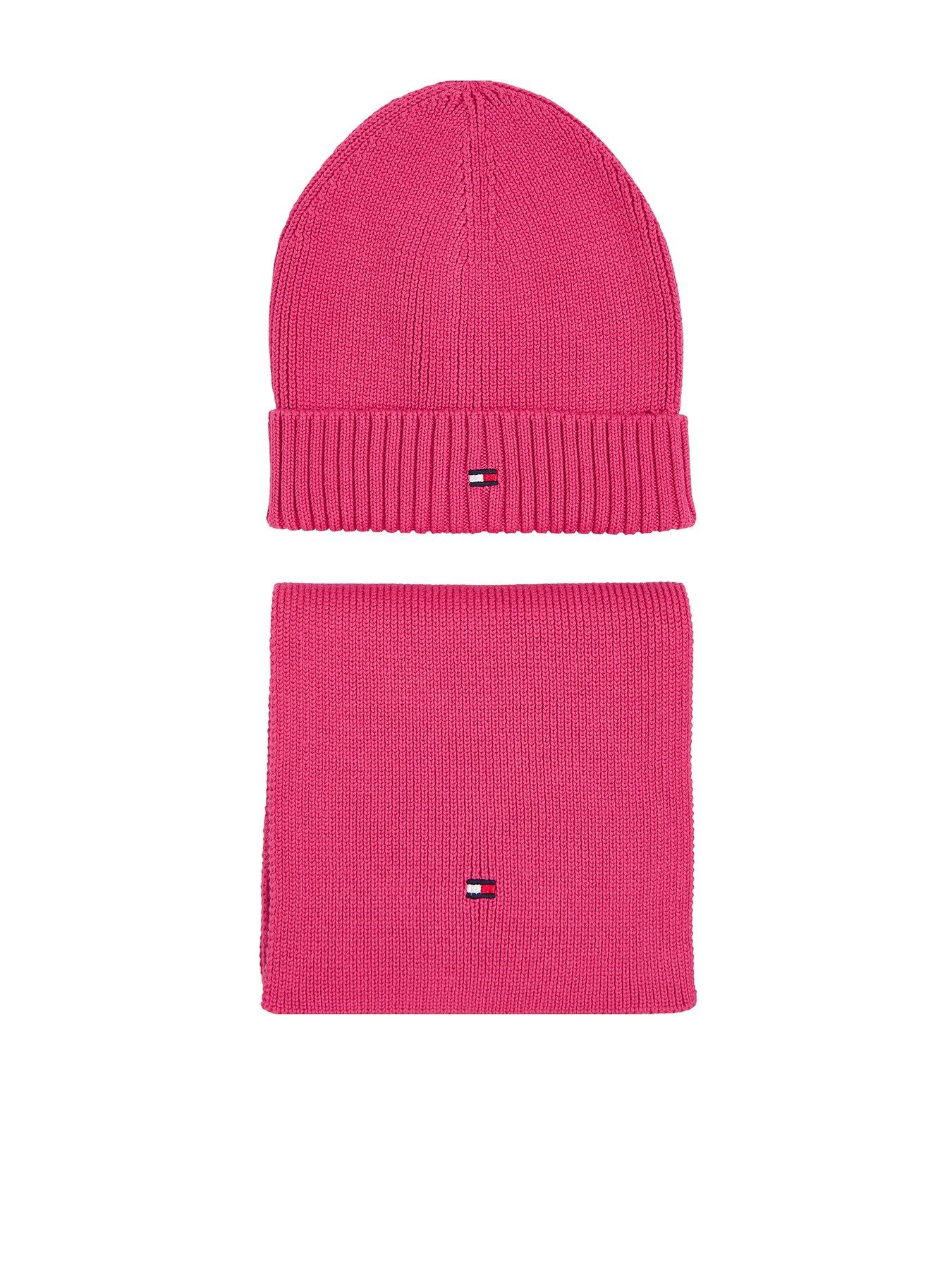 Kids Small Flag Scarf And Beanie Gift Set Hot Magenta