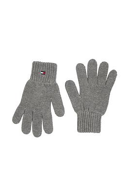 tommy hilfiger kids small flag gloves - light grey heather