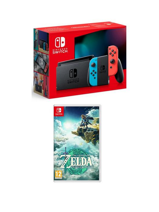 front image of nintendo-switch-neon-console-withnbspzelda-tears-of-the-kingdom