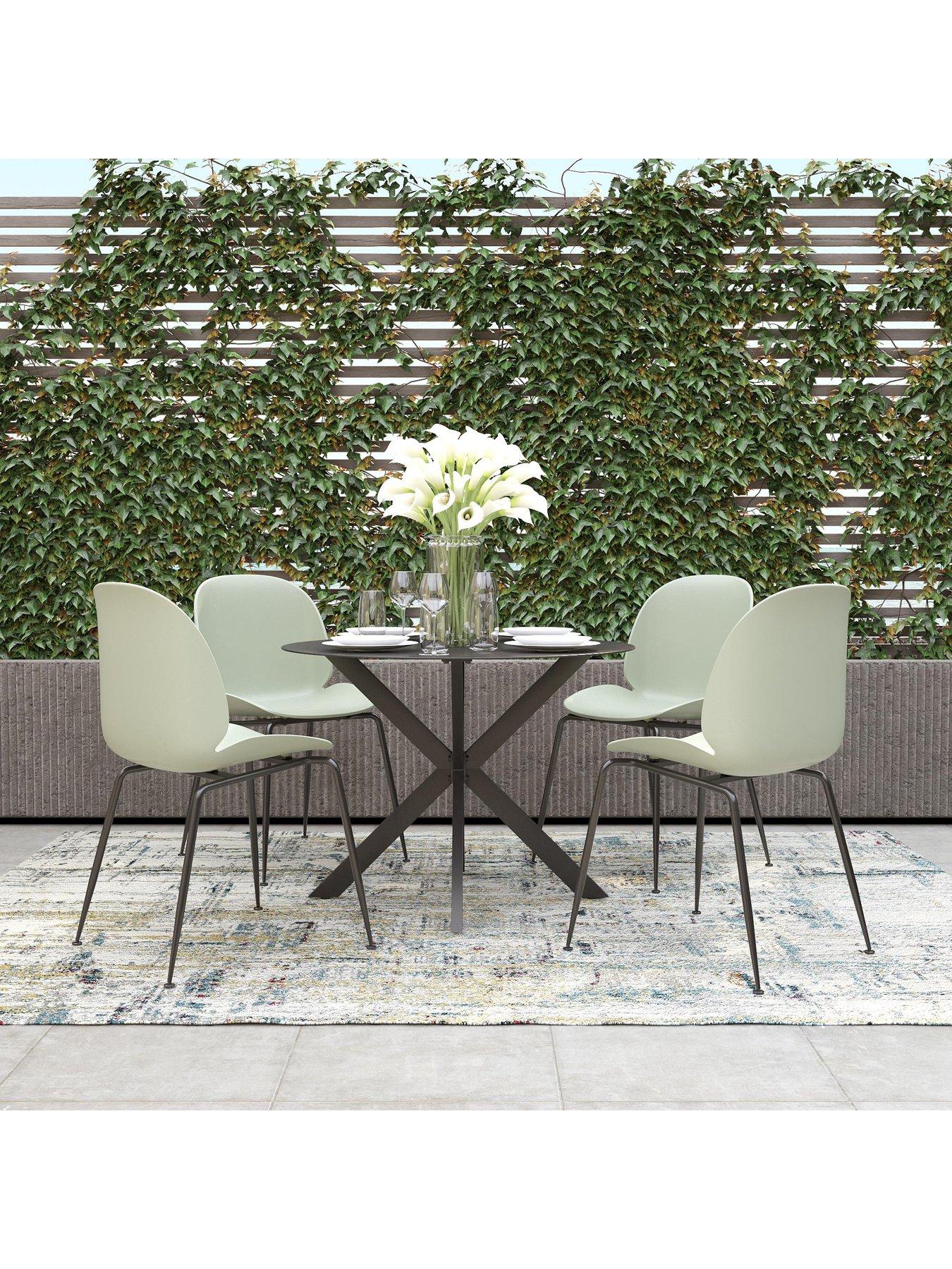 Product photograph of Cosmoliving By Cosmopolitan Aria Resin Dining Chair 4-pack - Light Sage from very.co.uk