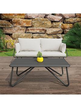 Product photograph of Novogratz Teddi Outdoor Loveseat Coffee Table Set - Charcoal from very.co.uk
