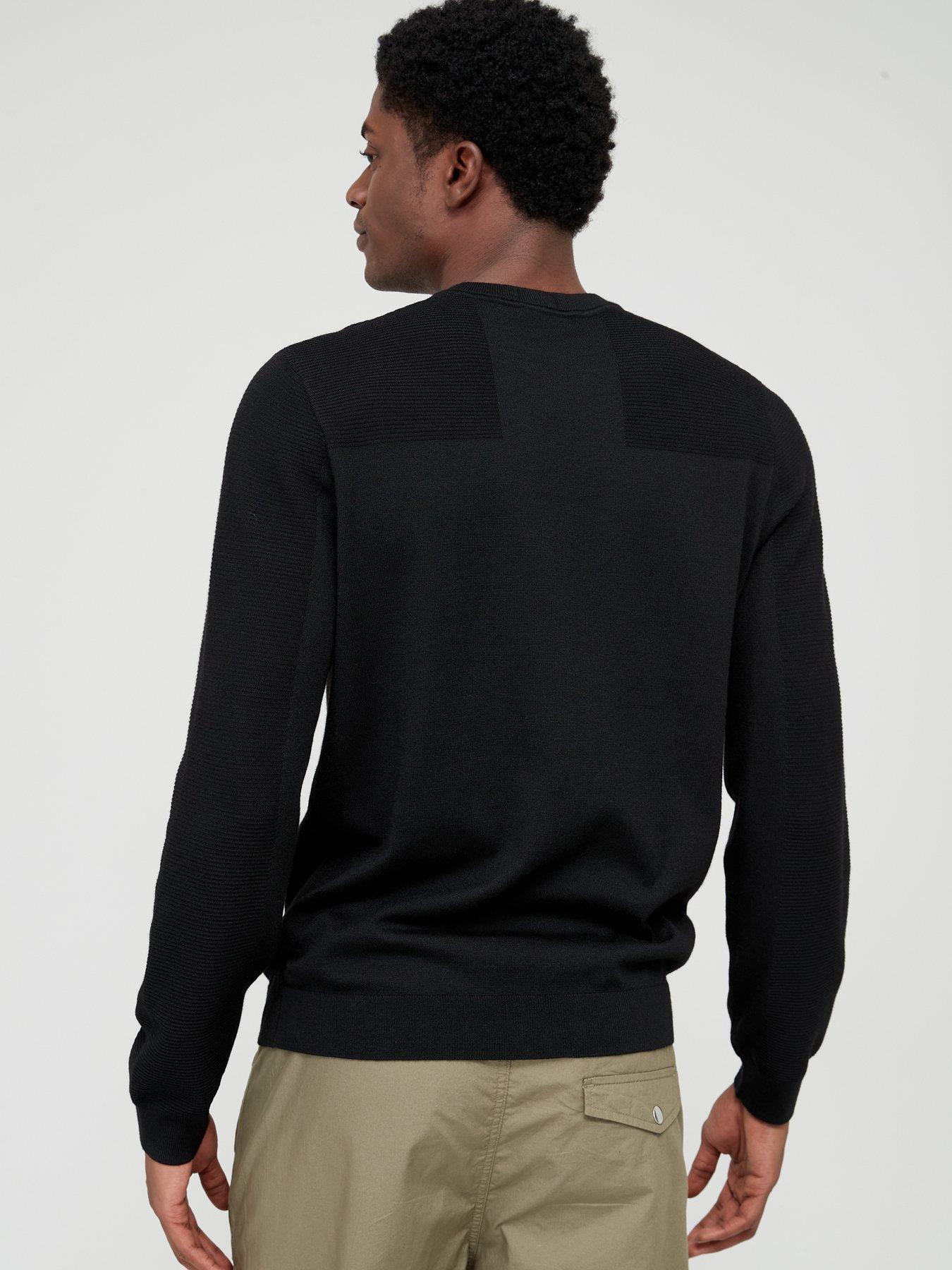 Men's black crew hot sale neck jumper uk