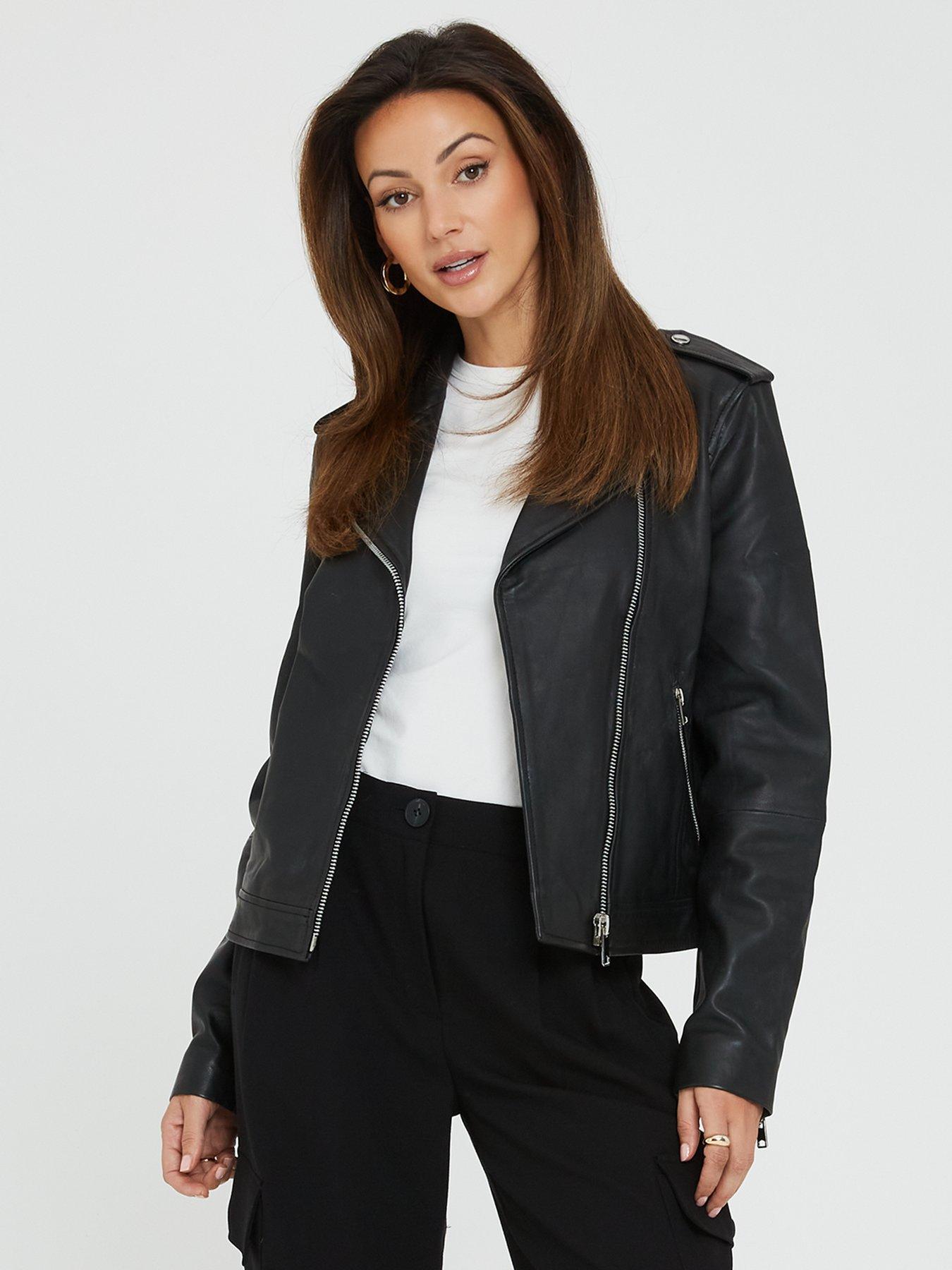 Michelle Keegan Real Leather Jacket - Black | Very.co.uk