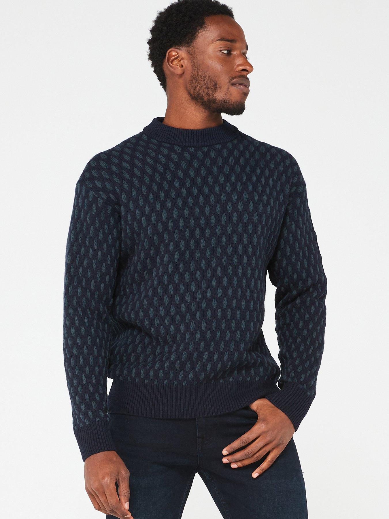 BOSS Kesh Crew Neck Jumper - Dark Blue | very.co.uk