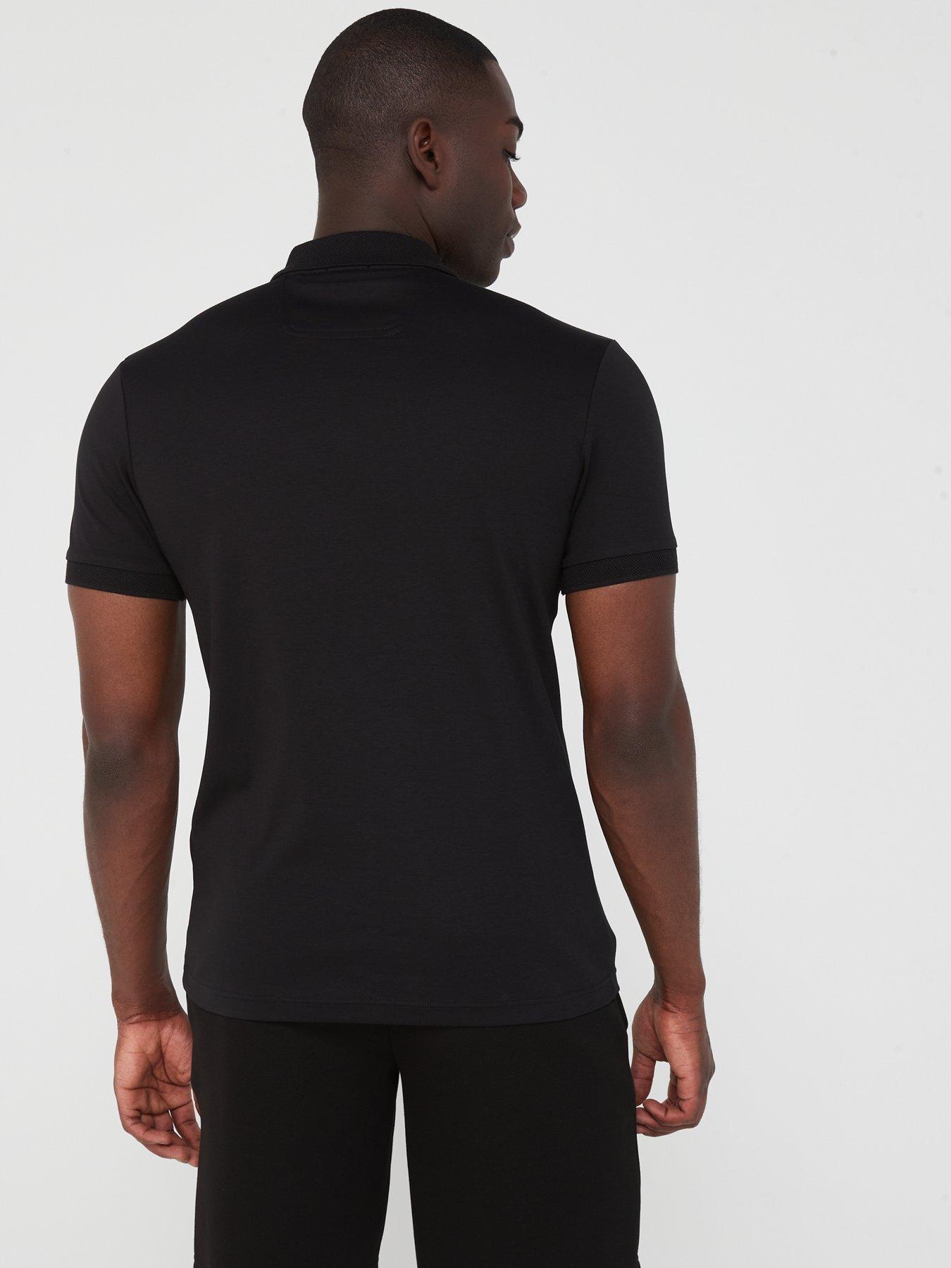 BOSS Paule Mirror Slim Fit Polo Shirt - Black | very.co.uk