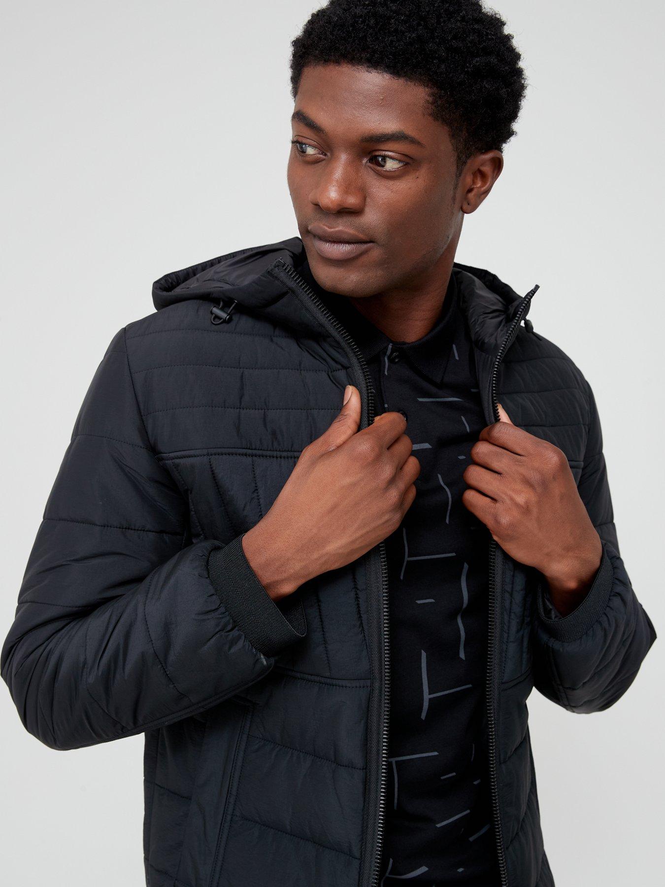 BOSS Omir1 Hooded Quilted Jacket - Black | Very.co.uk