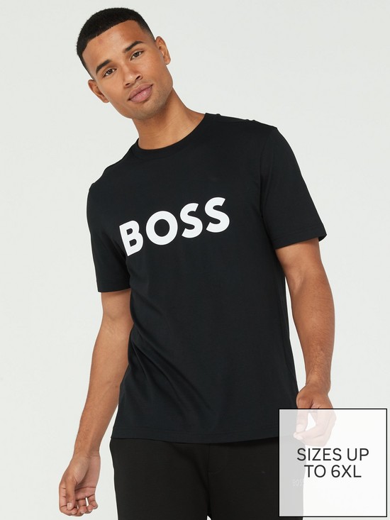 front image of boss-tee-1-regular-fit-t-shirt-black