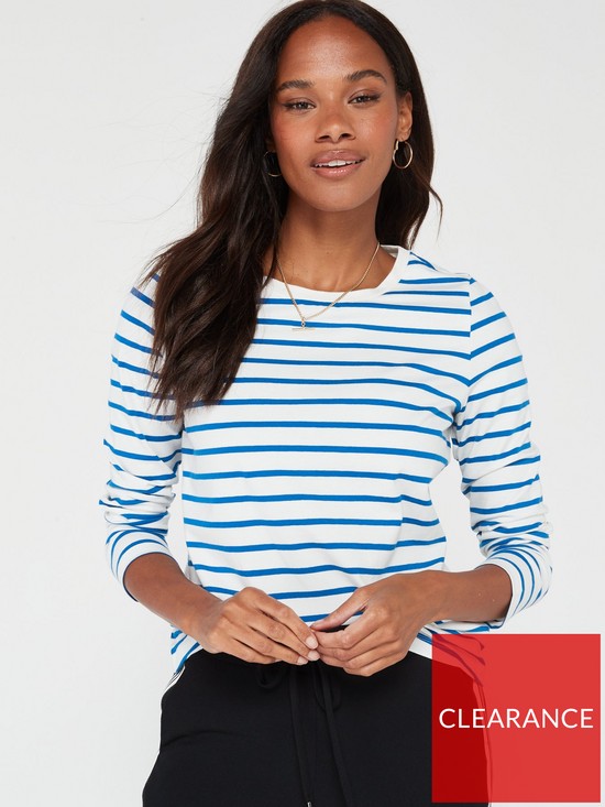 front image of everyday-essential-loose-fit-crew-neck-long-sleeve-top-print