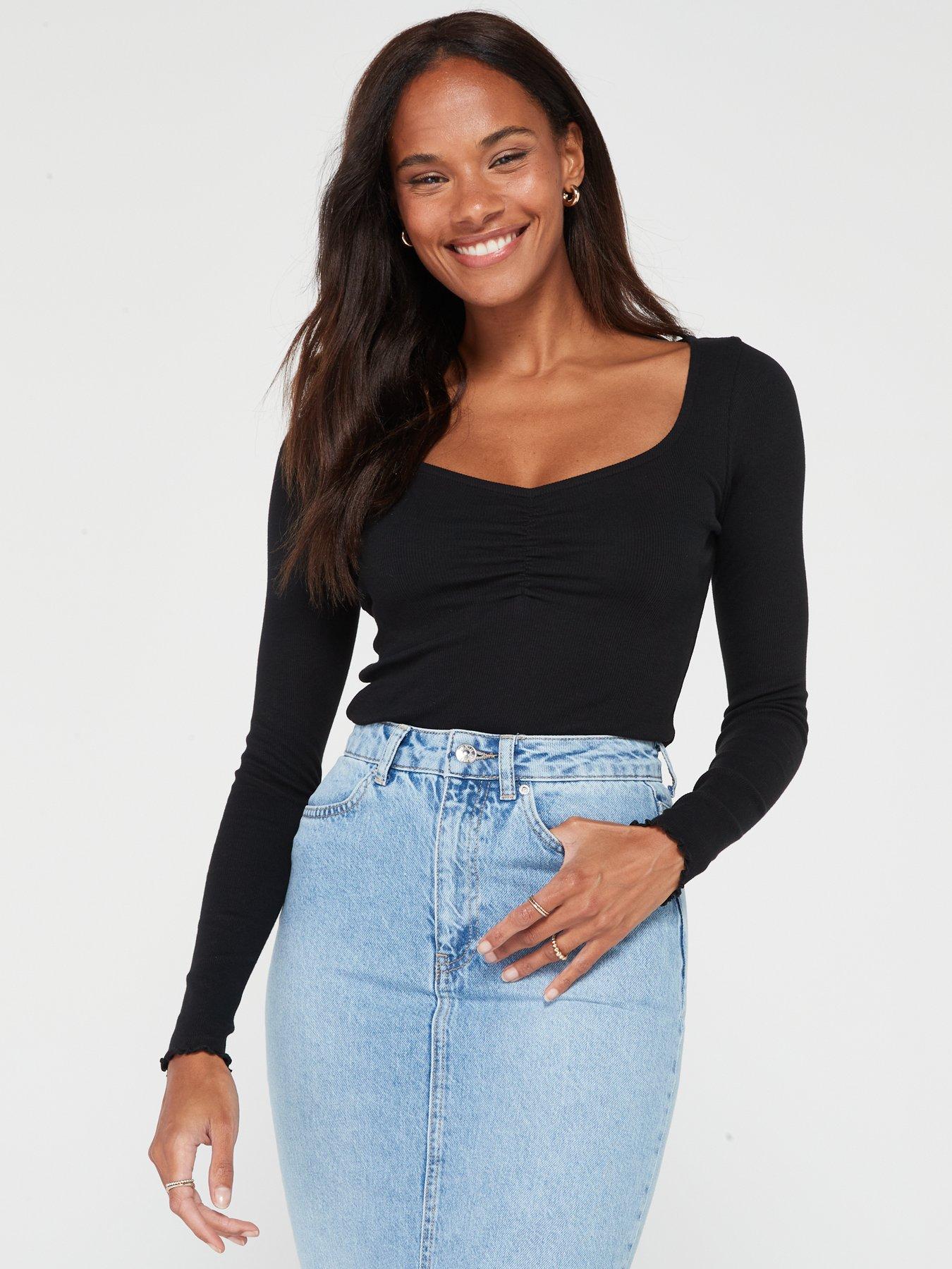 Ruched front top long sleeve on sale