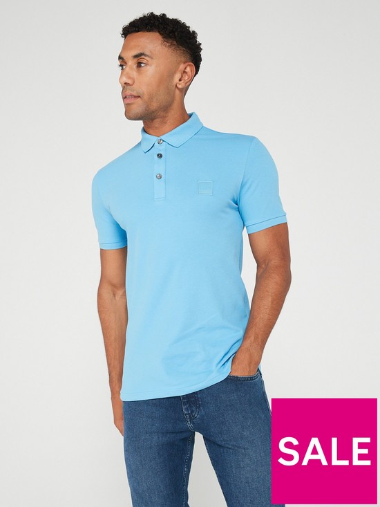 front image of boss-passenger-slim-fit-polo-shirt-blue