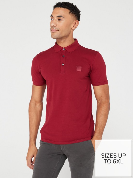 front image of boss-passenger-slim-fit-polo-shirt-dark-red