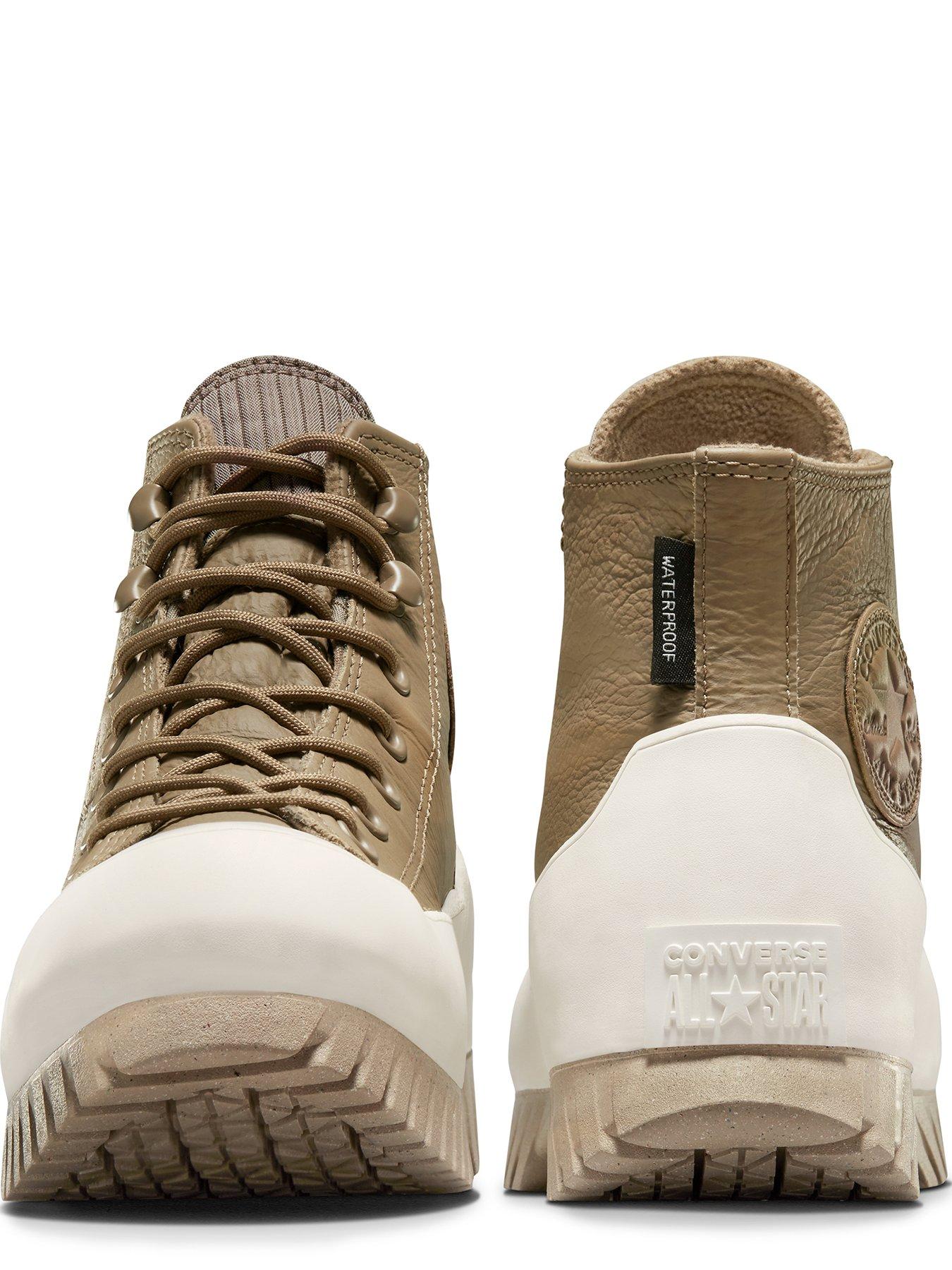 Khaki cheap leather converse