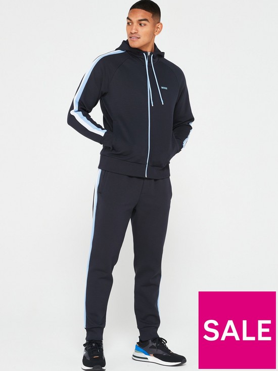 front image of boss-hooded-tracksuit-dark-blue