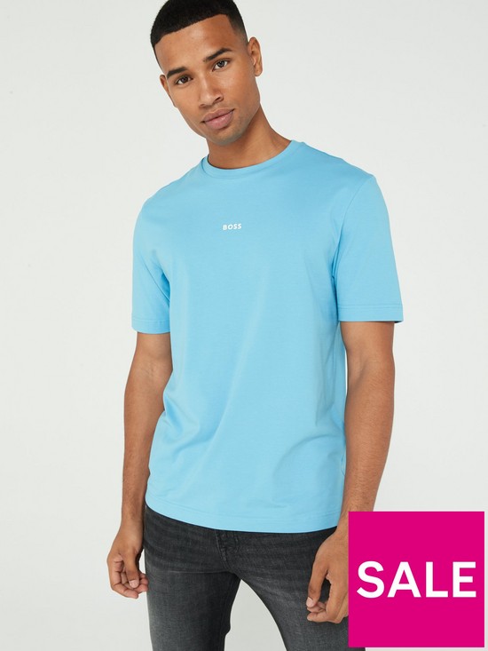 front image of boss-tchup-relaxed-fit-t-shirt-blue