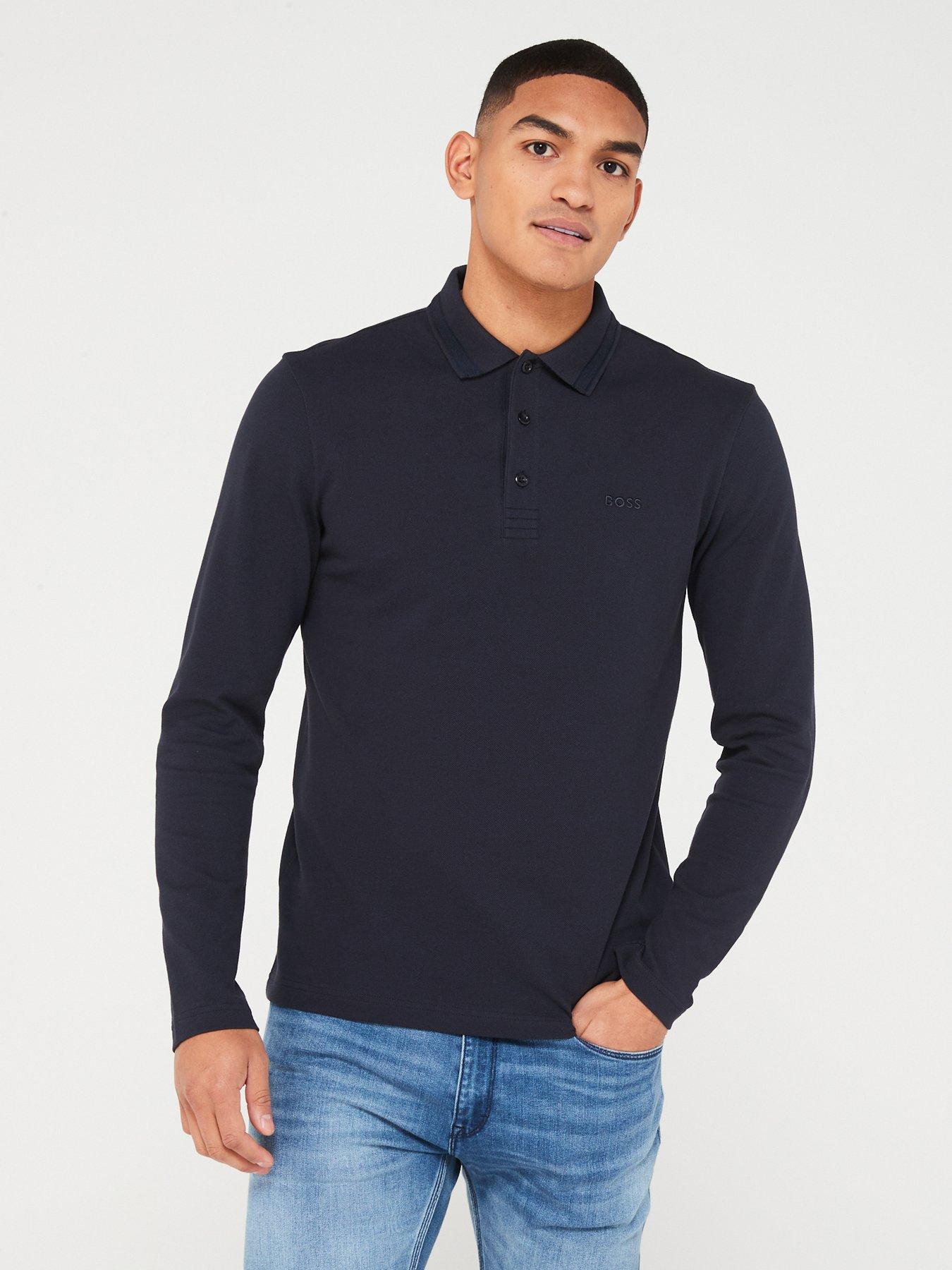 Boss plisy long sleeve shop polo