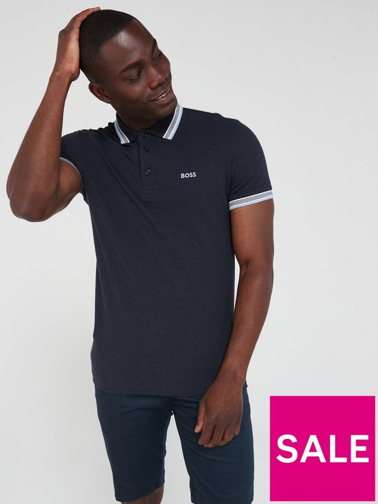 front image of boss-paddy-regular-fit-polo-shirt-navy