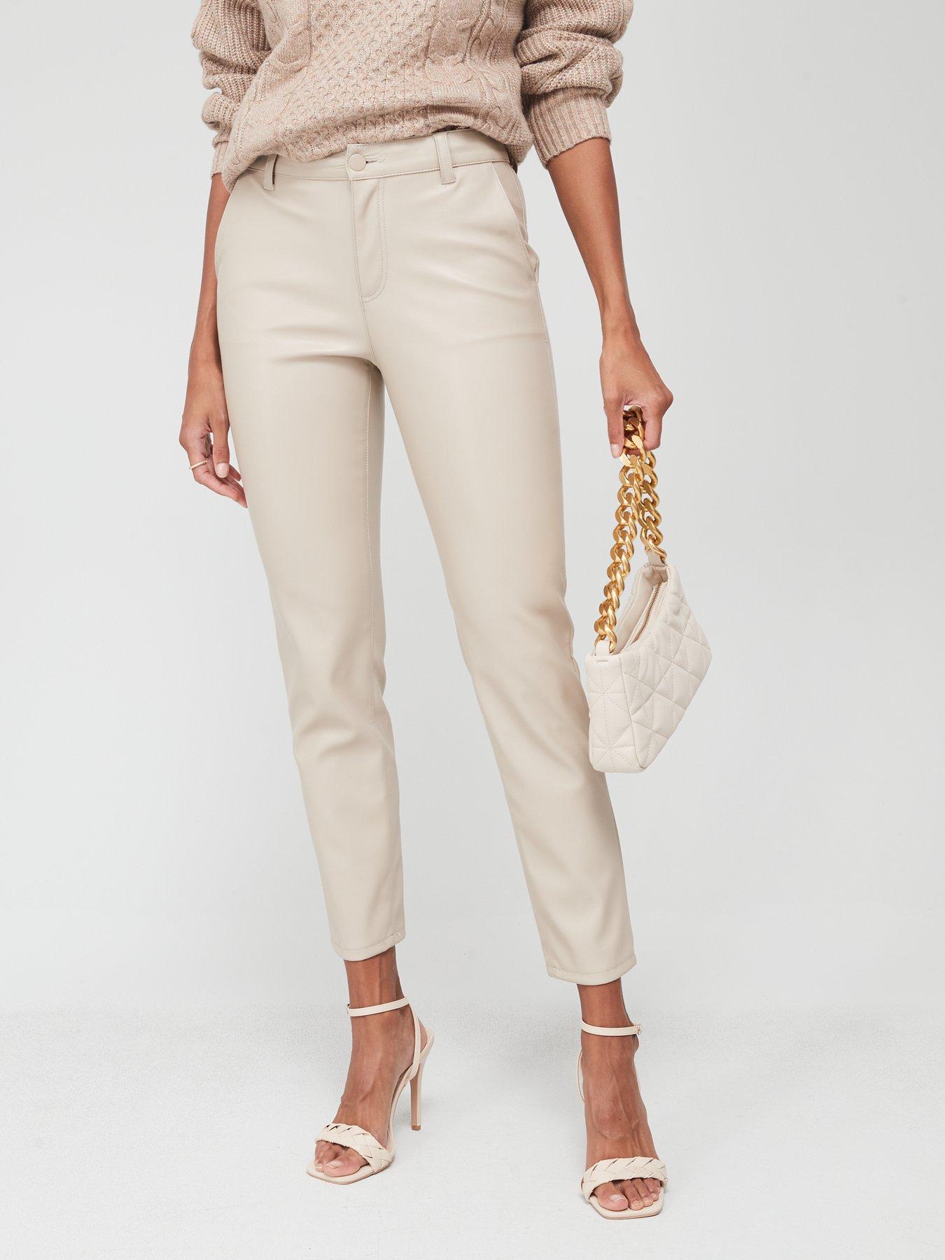 Imitation leather trousers - Beige - Ladies