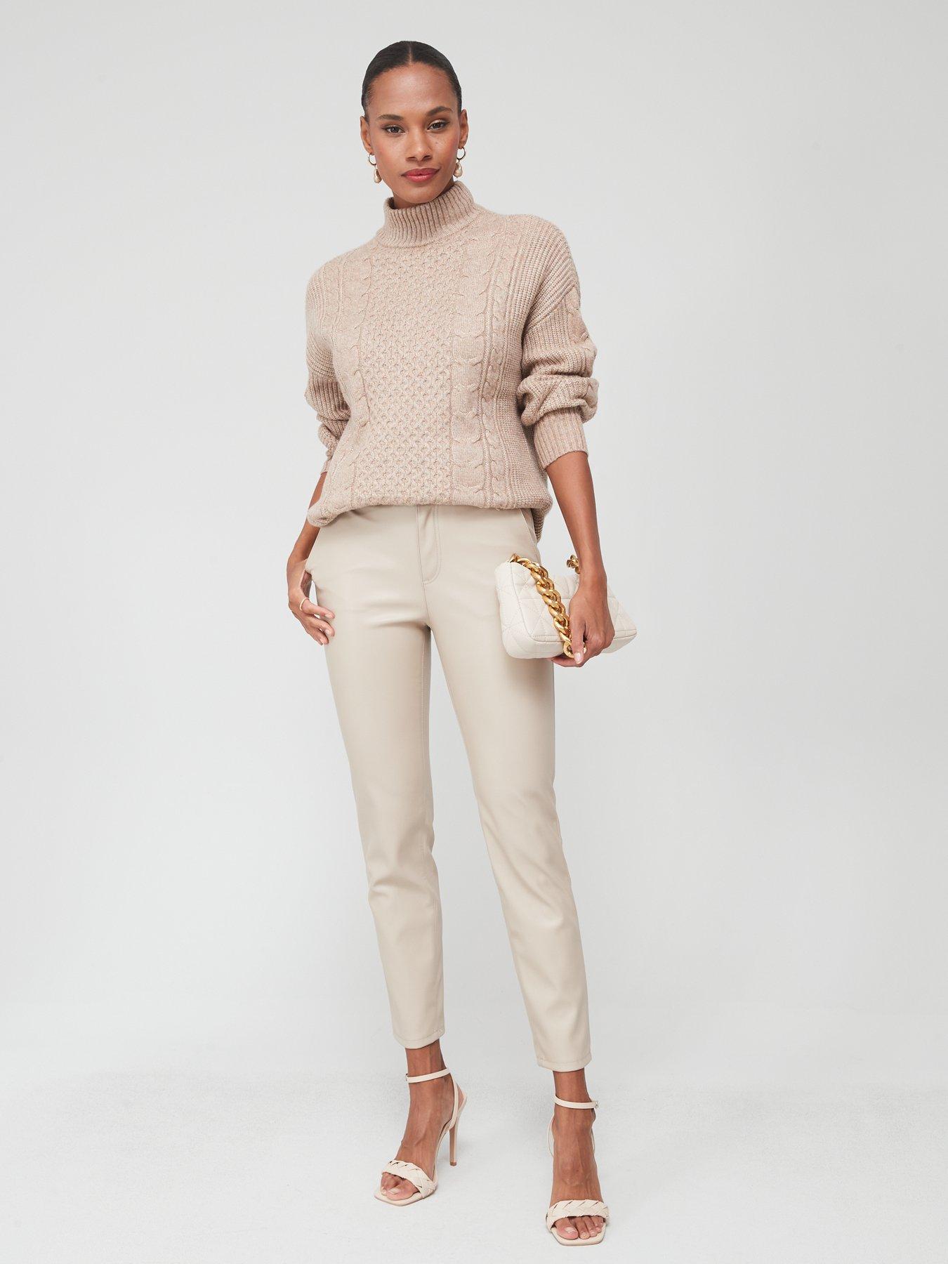 Beige cigarette trousers discount