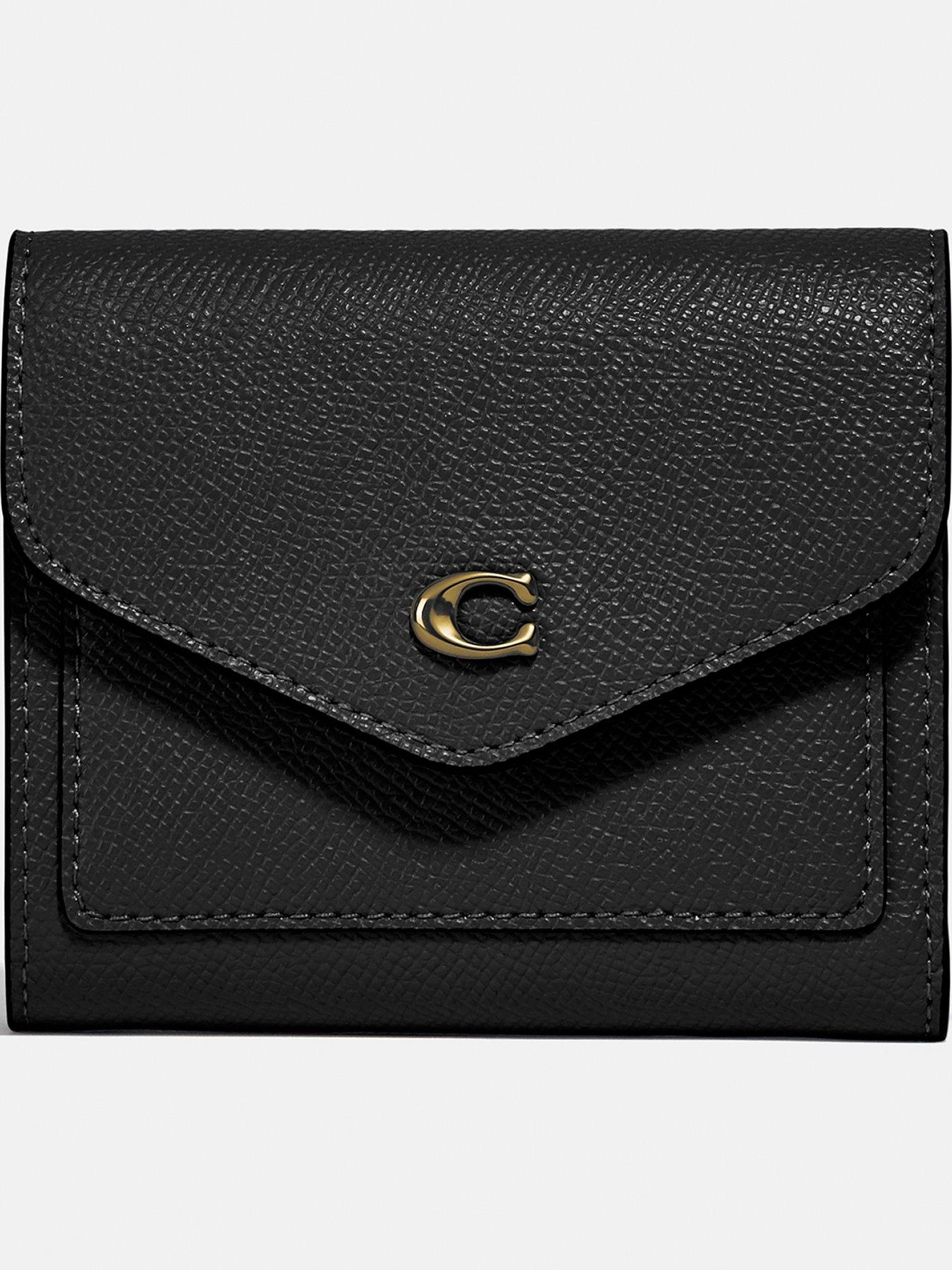 COACH Wyn Small Crossgrain Leather Wallet Black Very