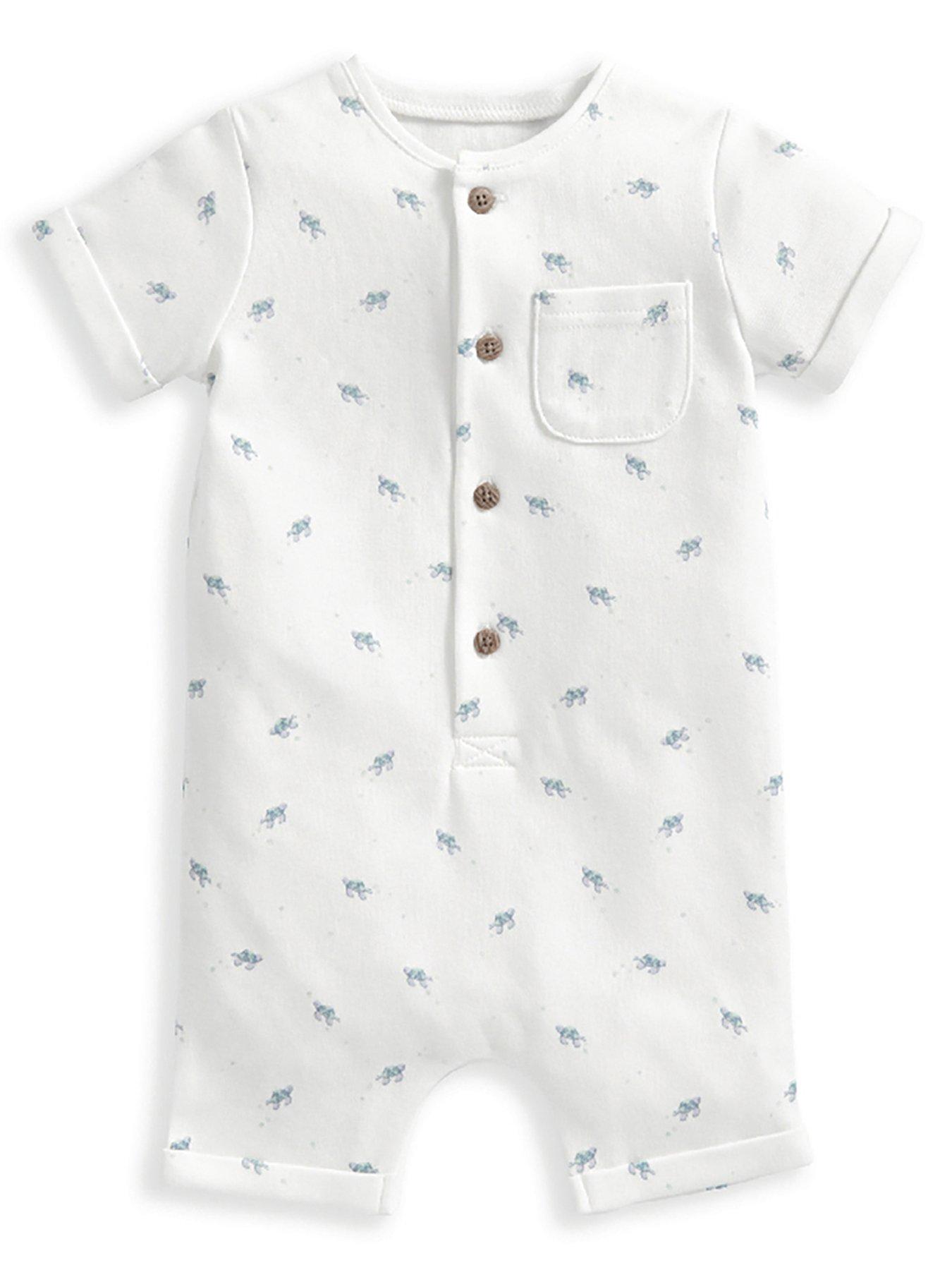 Mamas & Papas Baby Boys Turtle Shortie Romper White very.co.uk