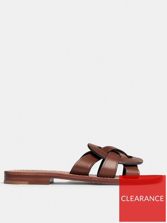 front image of coach-issa-leather-sandal--walnut