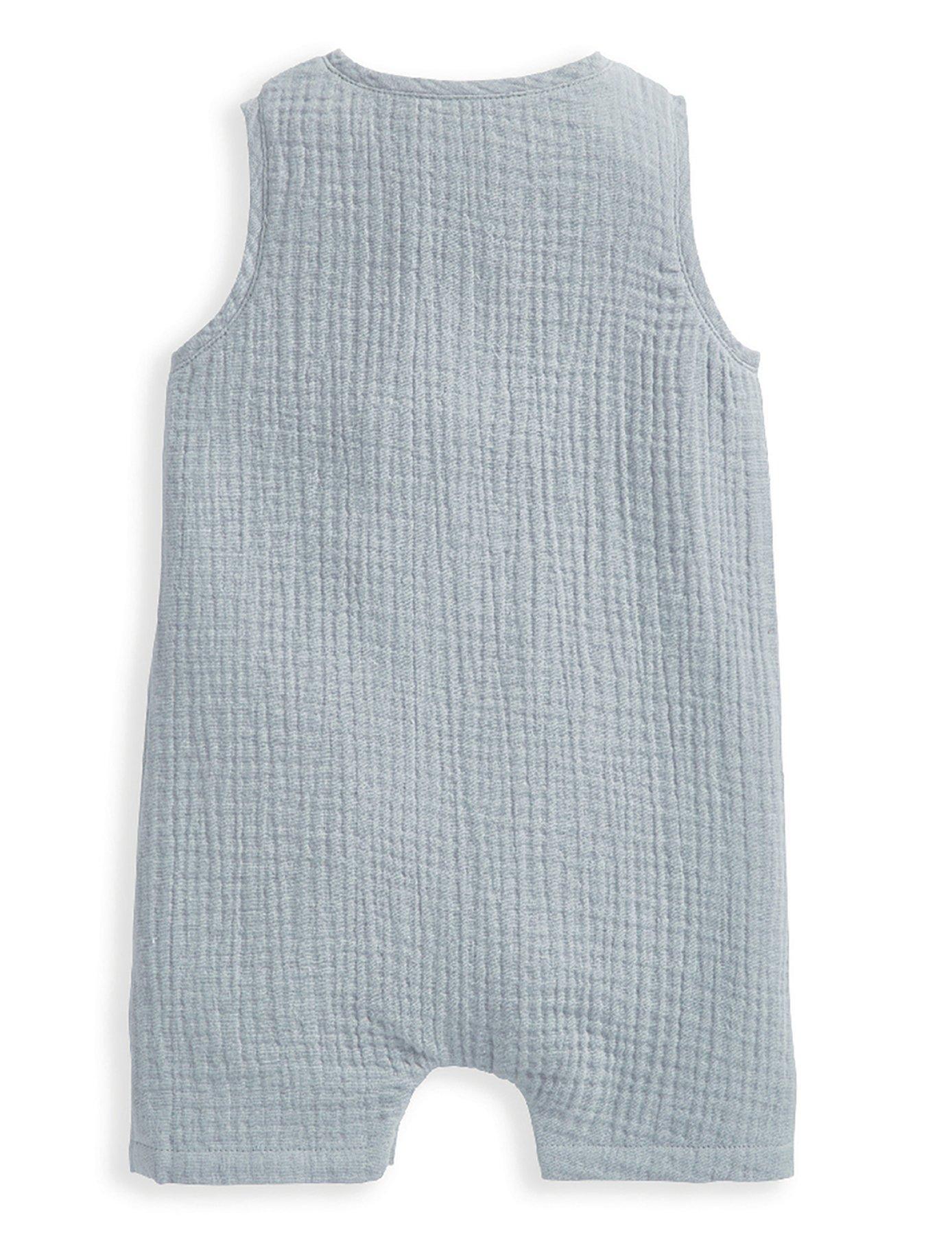 Mamas & Papas Baby Boys Crinkle Sleeveless Romper Blue Very.co.uk
