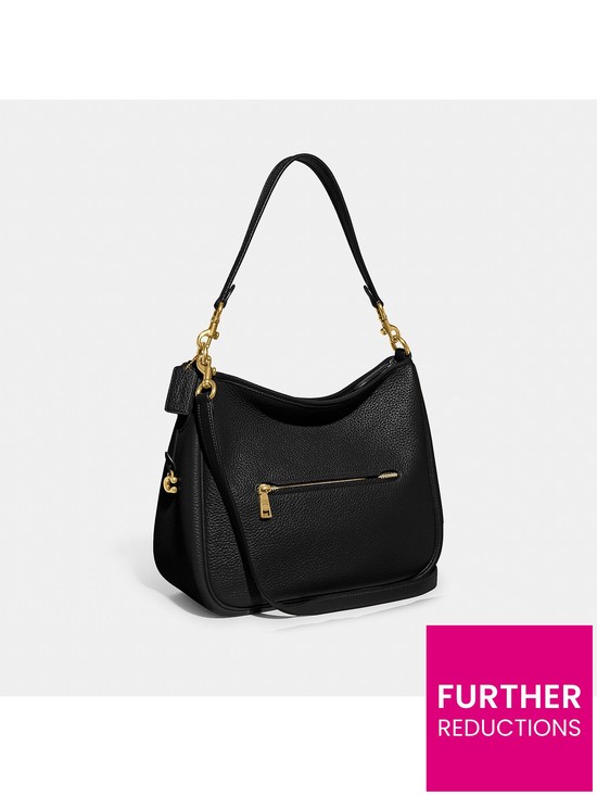 COACH Soft Pebble Leather Cary Shoulder Bag- Black | very.co.uk