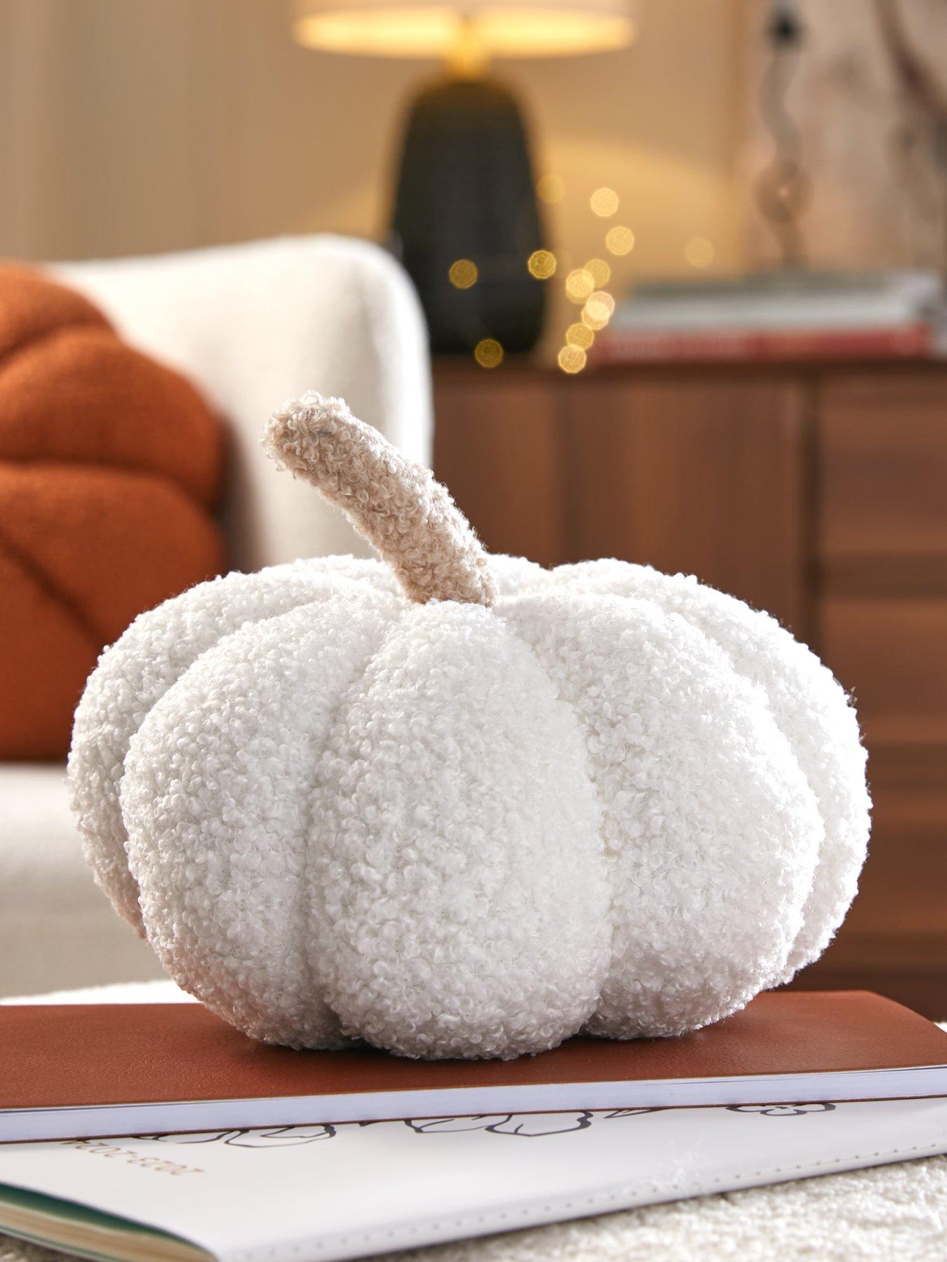 Product photograph of Very Home Pumpkin Fleece Cushion Small - Cream from very.co.uk