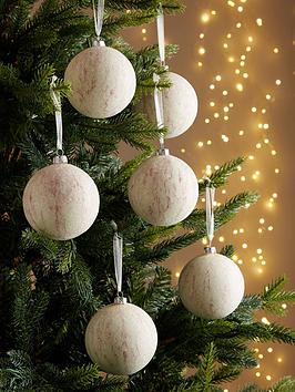 Product photograph of Very Home Set Of 6 Marbled Christmas Tree Ornaments - Pink from very.co.uk