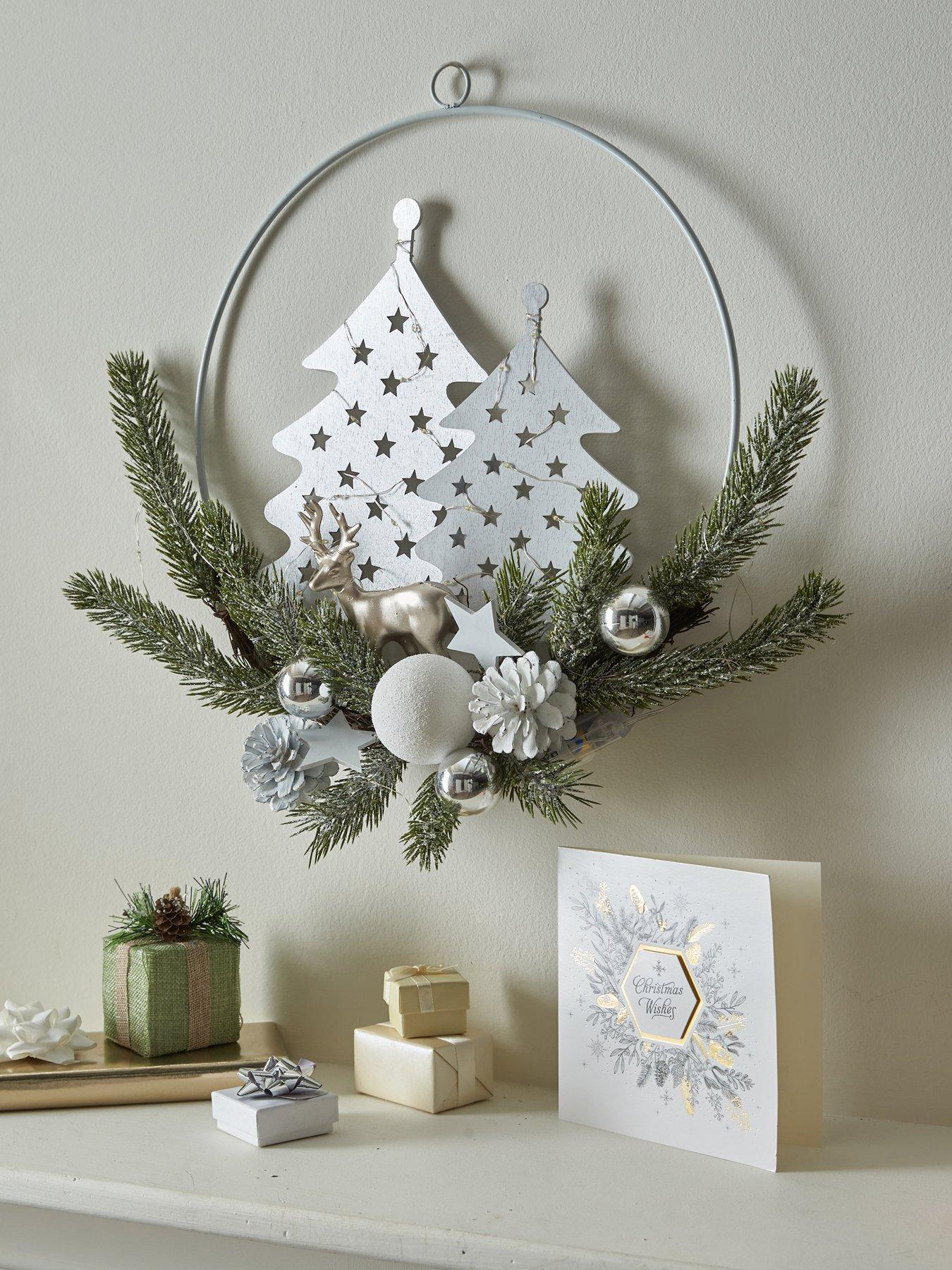 Product photograph of Very Home Indoor Deer And Tree Scene Christmas Wreath from very.co.uk