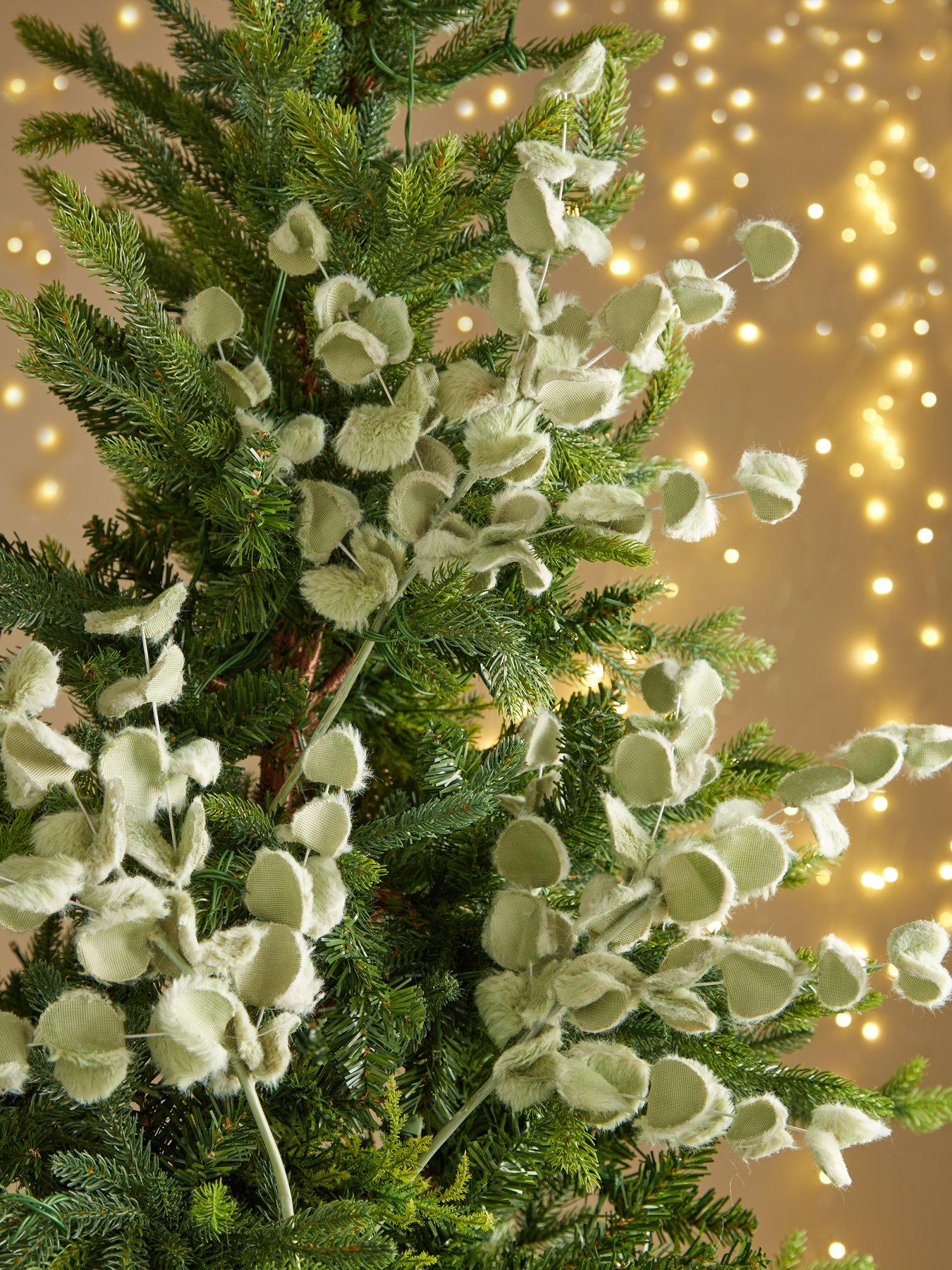 undefined Set of 3 Faux Fur Eucalyptus Christmas Tree Picks