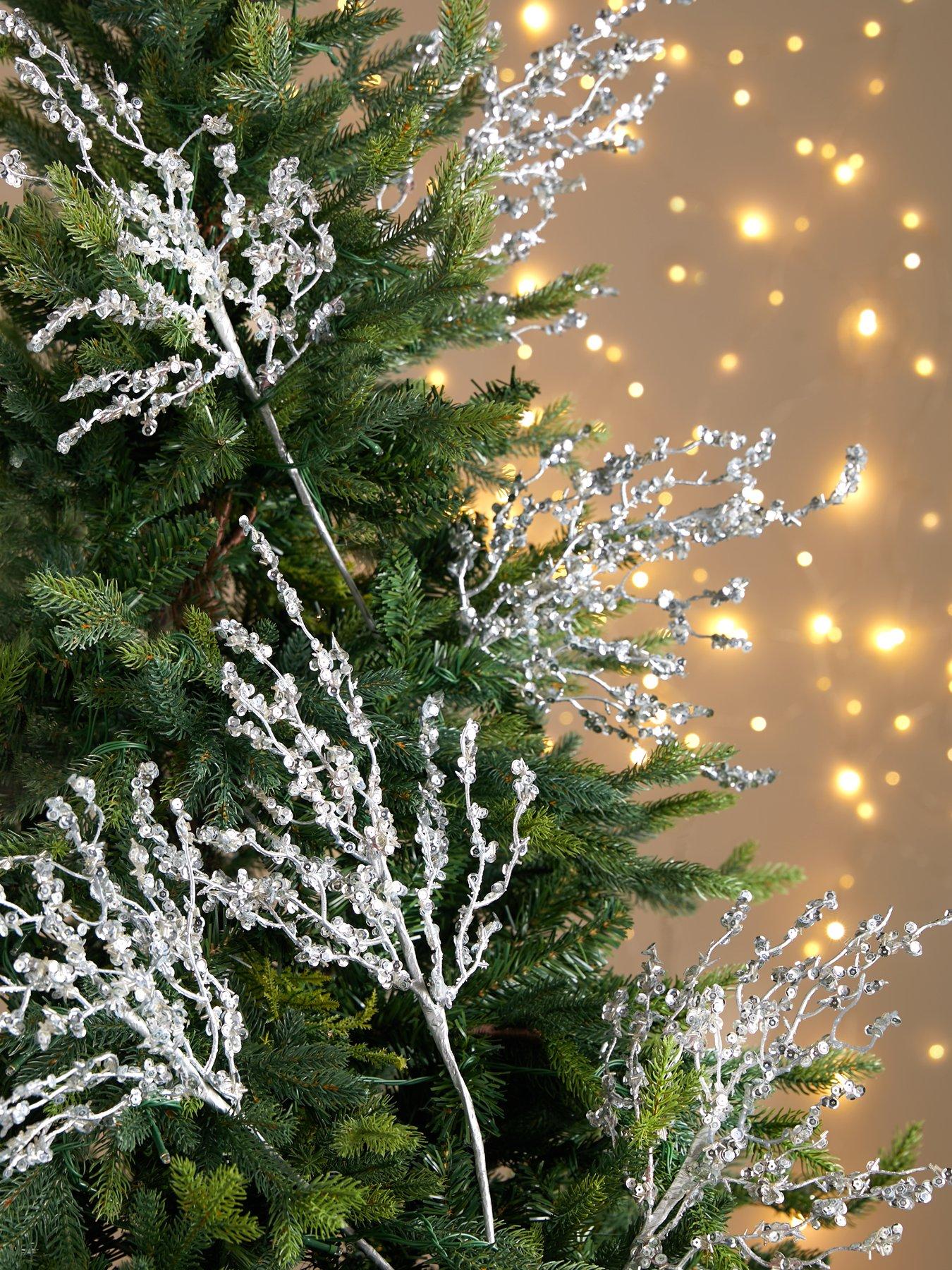 undefined Set of 6 Silver Tingle Christmas Tree Picks