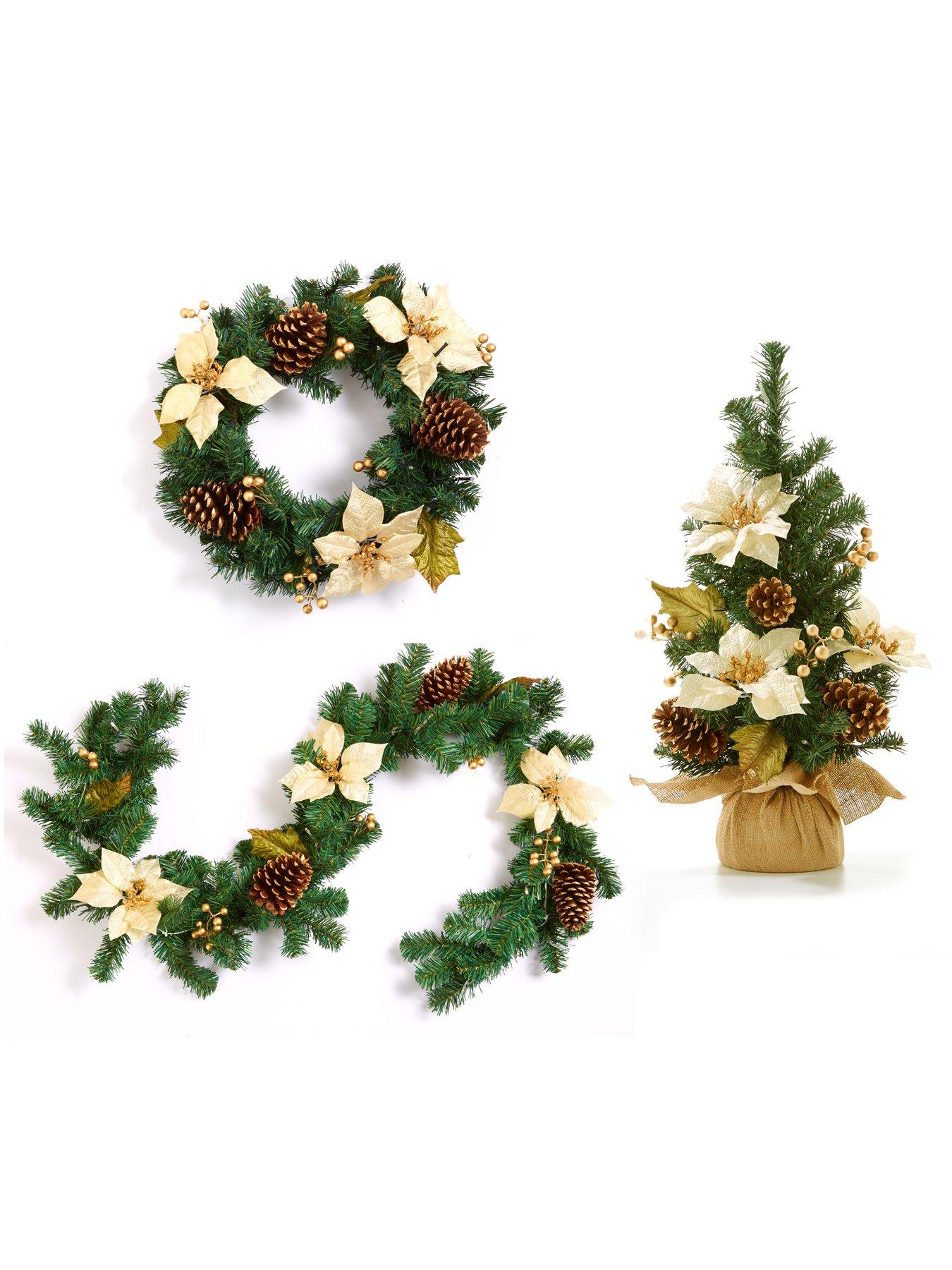 Image 6 of 6 of 6ft Poinsettia Pre Lit Christmas Garland - Gold